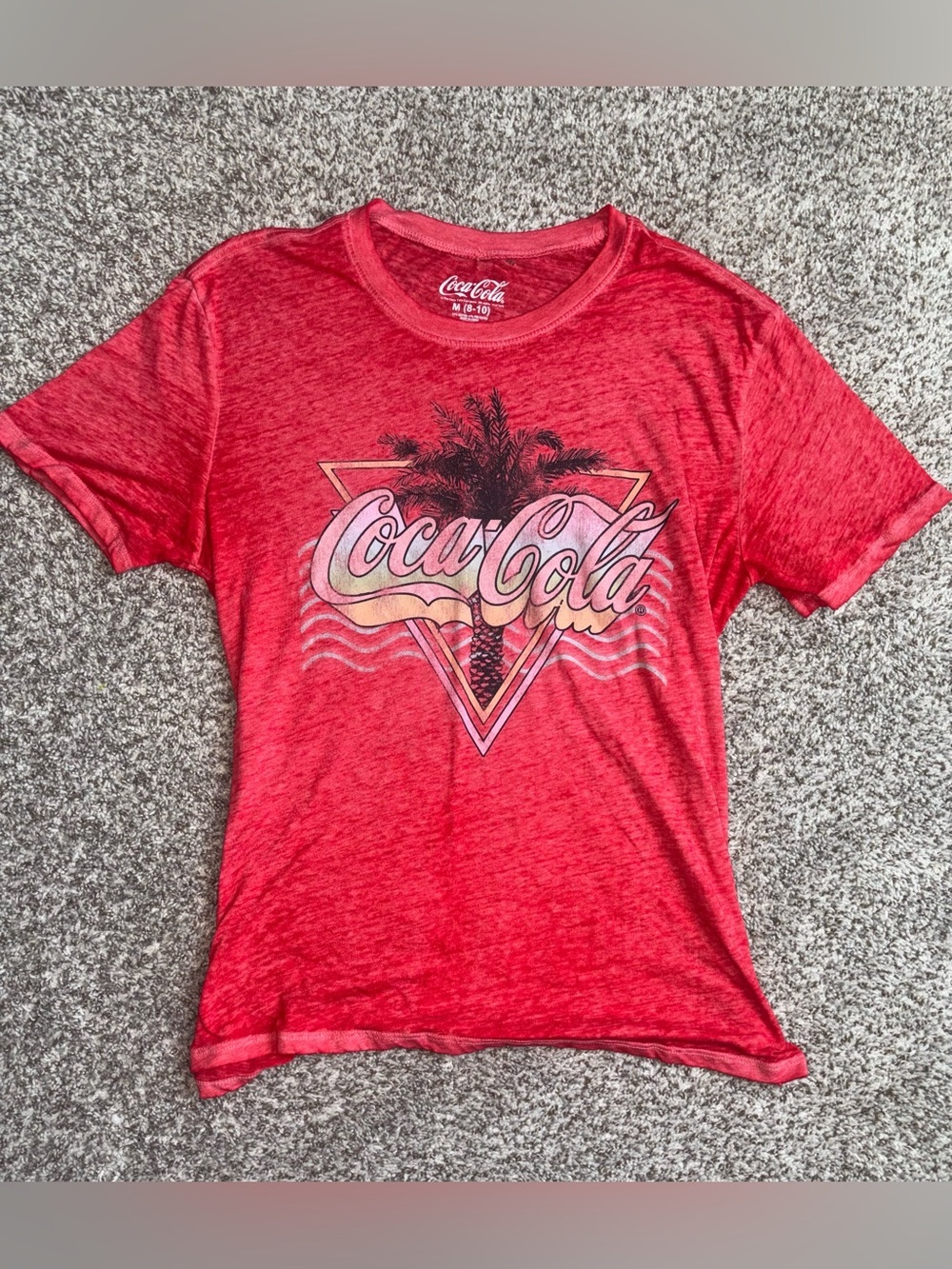 Coca Cola Graphic Tee Red Retro Palm Tree Logo Shirt Women’s Medium